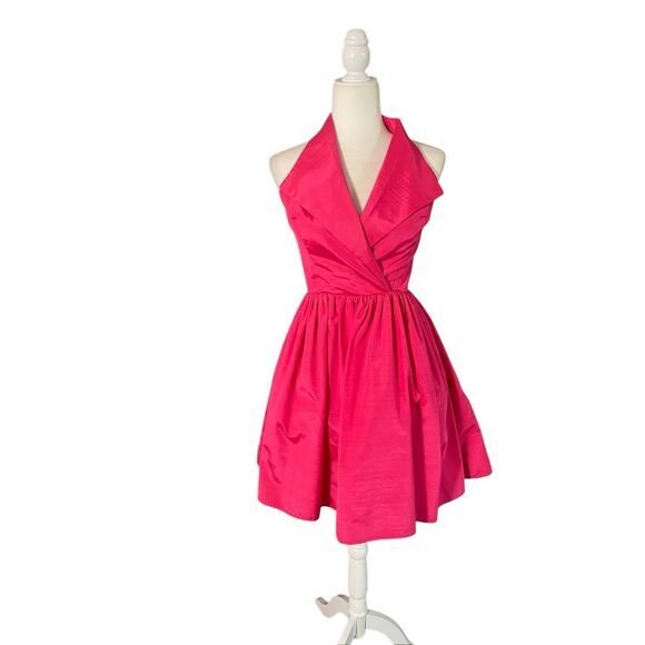 Vintage 80s Susan Roselli for Vjack Hot Pink Halter Dress – Size 6 - Picture 1 of 8